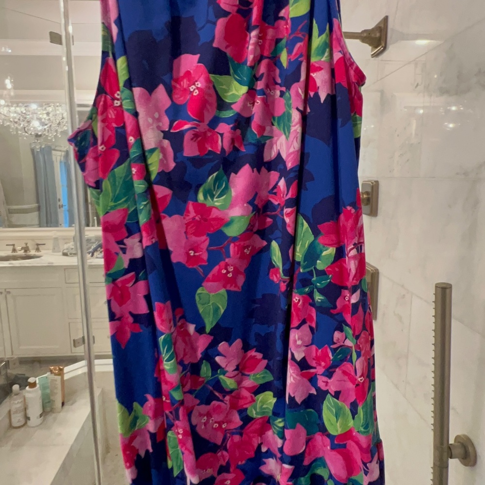Tommy Bahama Bouganvillea Blue Ruffle Dress - Picture 7 of 16